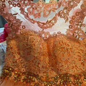 Orange Lace Embellished Dress